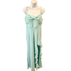 SAINTS & SECRETS Long Elegant Mint Green Ruffle Dress